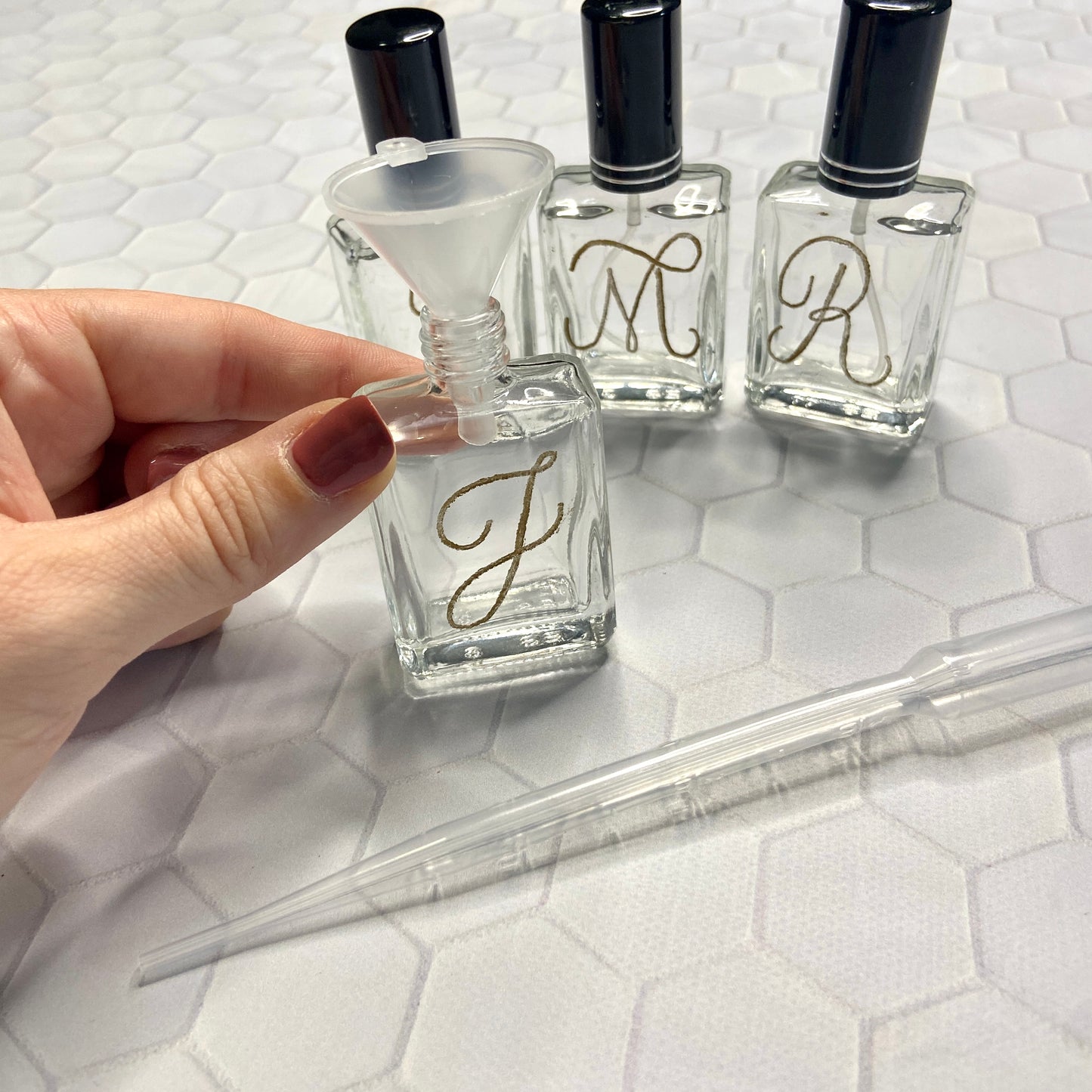 Engraved Perfume Bottle - Refillable Travel-Size Perfume Bottles Personalized with Initial