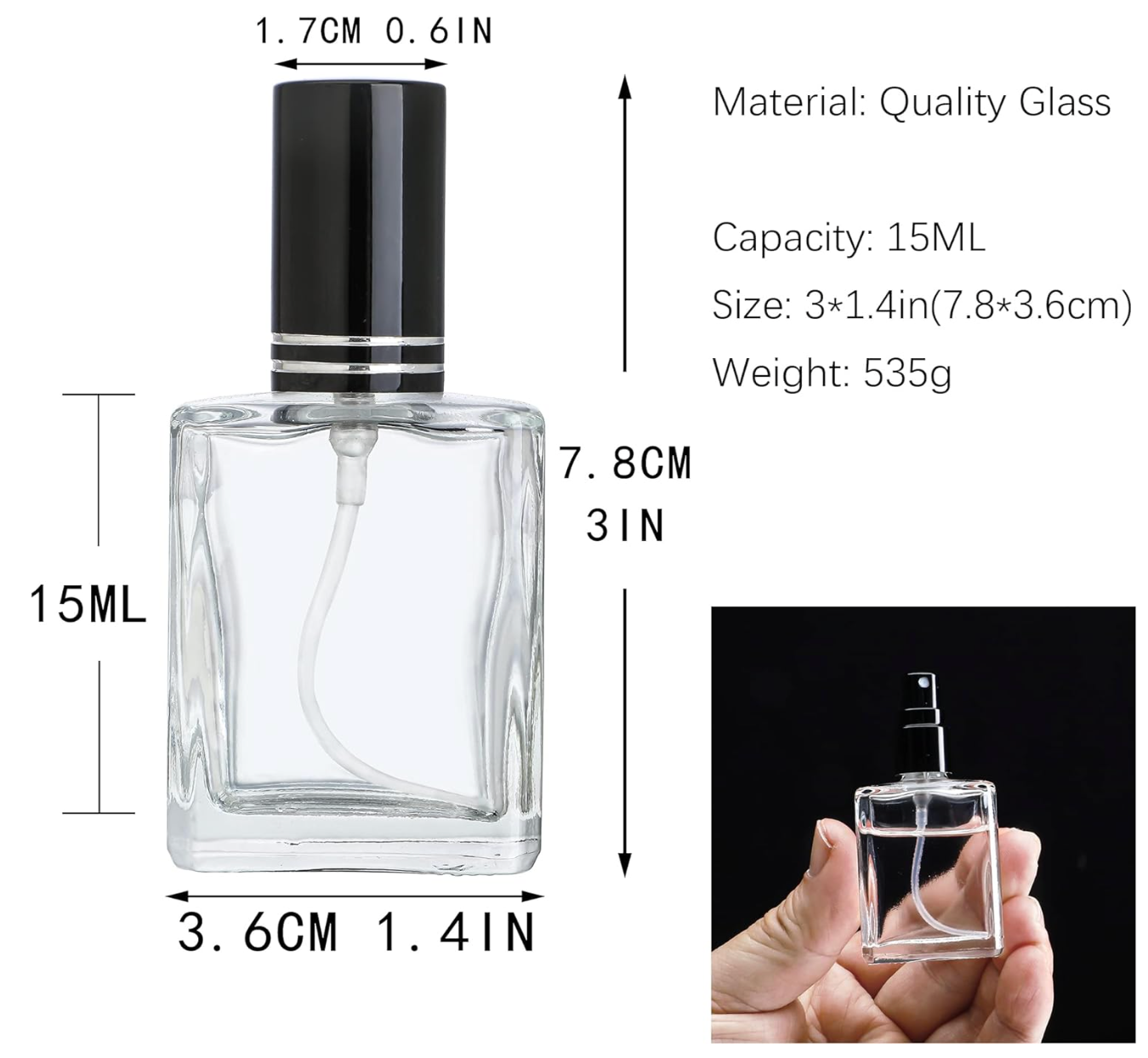 Engraved Perfume Bottle - Refillable Travel-Size Perfume Bottles Personalized with Initial